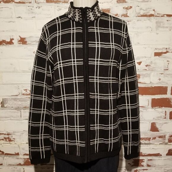Window Pane Plaid Zip Cardigan - Picture 4 of 5